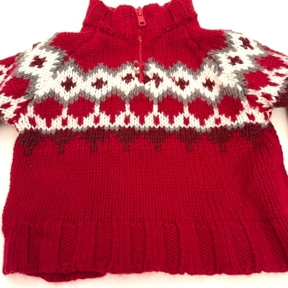 TOMMY Hilfiger Red Fair Isle Knit Sweater US 3-6M - Picture 5 of 6